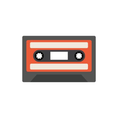 Turuncu çantalı ve siyah makaralı klasik ses kaseti Vektör illüstrasyonuName