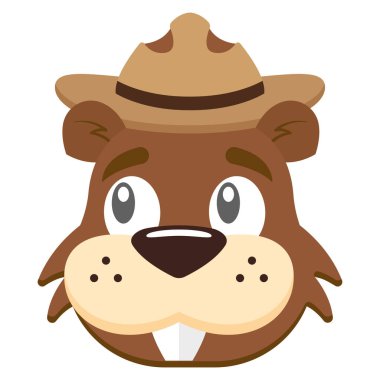 Kahverengi kunduz karakteri safari şapkası takıyor ve vektör illüstrasyonu kullanıyor.