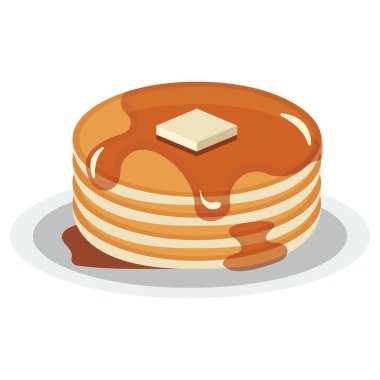 Eriyen tereyağı ve akçaağaç şurubu ile bir yığın altın krep.