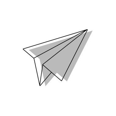 Yaratıcı projeler ve iletişim vektörü illüstrasyonu için ana hatlarıyla katlanmış kağıt uçak