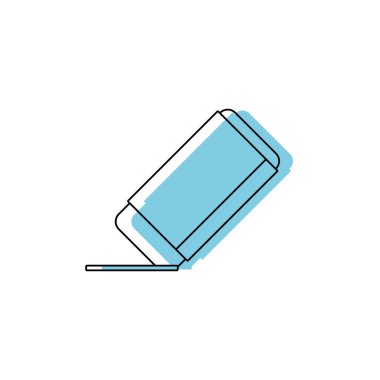 Kalem işaretleri ve düzeltmeler Vektör illüstrasyonunu kaldırmak için özet biçiminde mavi dikdörtgen silgi