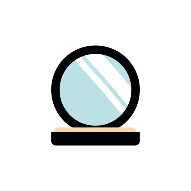 Düz stil makyaj aynası tasviri. Vektör illüstrasyonu