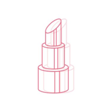 Açık tüp içinde eğimli ucu gösteren bir rujun stilize edilmiş çizgisi. Vektör illüstrasyonu