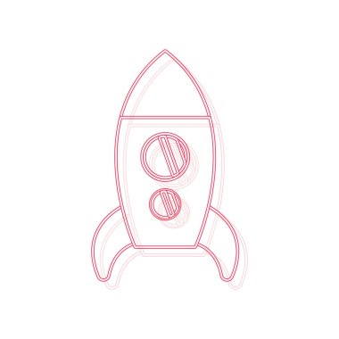 Basit bir eğlence tarzıyla minimum roket hattı sanatı. Vektör illüstrasyonu