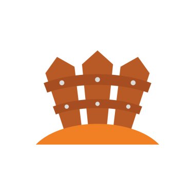 Sivri kazıkları ve metal cıvataları olan taşralı kahverengi ahşap çitler çiftlik ya da bahçe sınır tasarımı Vektör illüstrasyonu yaratıyor