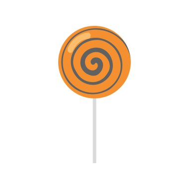 Gri çubuklu turuncu lolipop şekeri tatlı tasarımlar için mükemmel spiral desenli Vektör çizimi