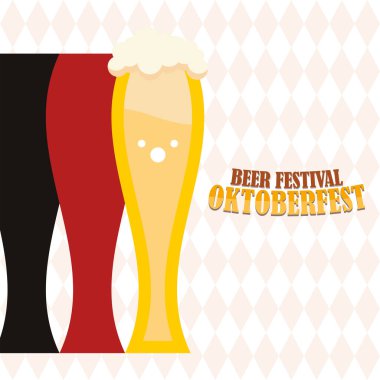 Oktoberfest tasarımı uzun bira bardakları Vektör illüstrasyonu