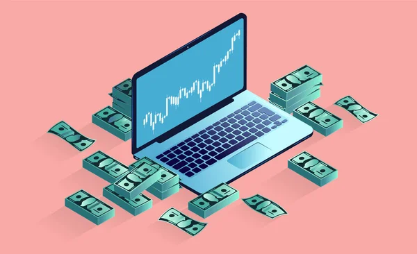 Business Computer Graph Money — Stock Vector