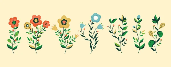 Éléments Graphiques Floraux Floraux Format Vectoriel Ensemble Fleurs Utiliser Dans Illustrations De Stock Libres De Droits