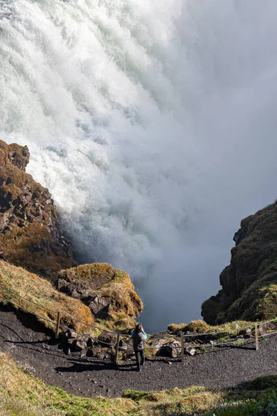 Vista Perto Cachoeira Gullfoss Islândia — Fotografia de Stock
