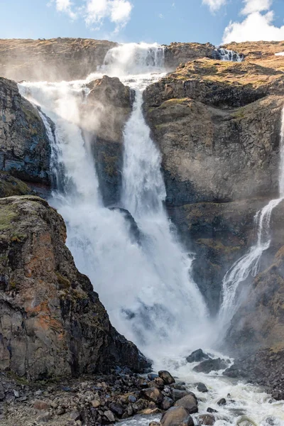 Wasserfall Rjukandafoss Vom Ysta Rjukandi Fluss Osten Islands Stockbild
