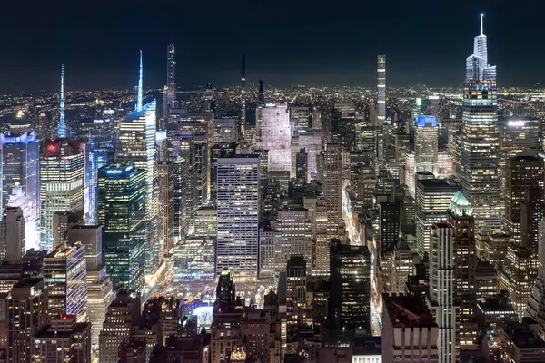 Ночной Вид Центр Манхэттена Нью Йорк — стоковое фото