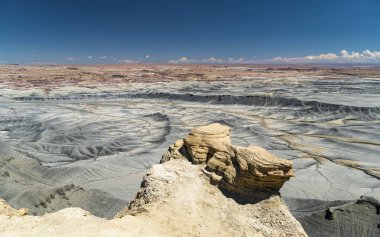 Panoramic view towards grey hills and badlands from the Moonscape Overlook, near Hanksville, southern Utah clipart