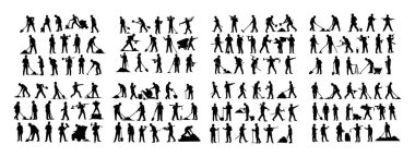 Eylem Pozisyonlarındaki İşçi Silüetleri Koleksiyonu - El ile Çalışma Vektörü Ayarları