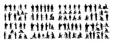 İşadamı ve İnşaat İşçisi Siluet Vektör Koleksiyonu