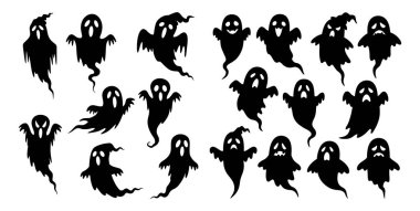 Ürkütücü Cadılar Bayramı Hayalet Silüet Vektörü Ayarları