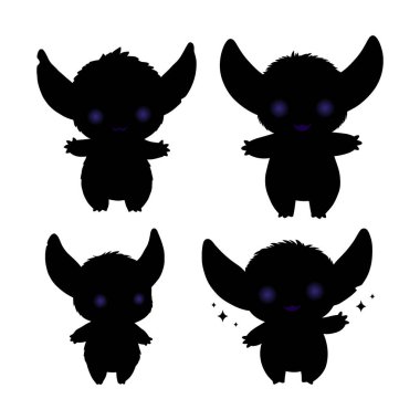 Parlayan Gözler Vektör Seti ile Şirin Gölge Canavarı