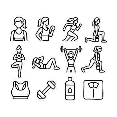 Fitness and Wellness Simgeleri: Sağlık ve Egzersiz İçin Temel Vektör Tasarım Elementleri