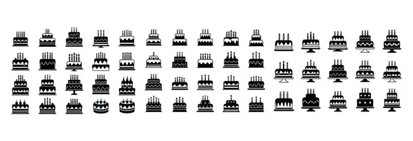 Doğum günü ve Düğün Pastası Katı Simge Vektörü Ayarları