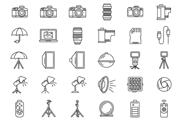 Fotoğraf Ekipmanları: Kamera Vitesi ve Aksesuarları için Temel Vektör Tasarım Elemanları