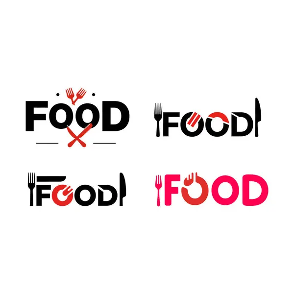 Restoran Markaları için Çatal ve Bıçak Simgeleri ile Yaratıcı Gıda Tipografisi Logosu