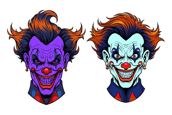 Kötü Palyaço Baş Vektörü - Korkunç Şakacı Yüz Maskot İllüstrasyonu