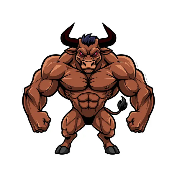 Vahşi Kaslı Minotor Spor Salonu Maskot Vektörü