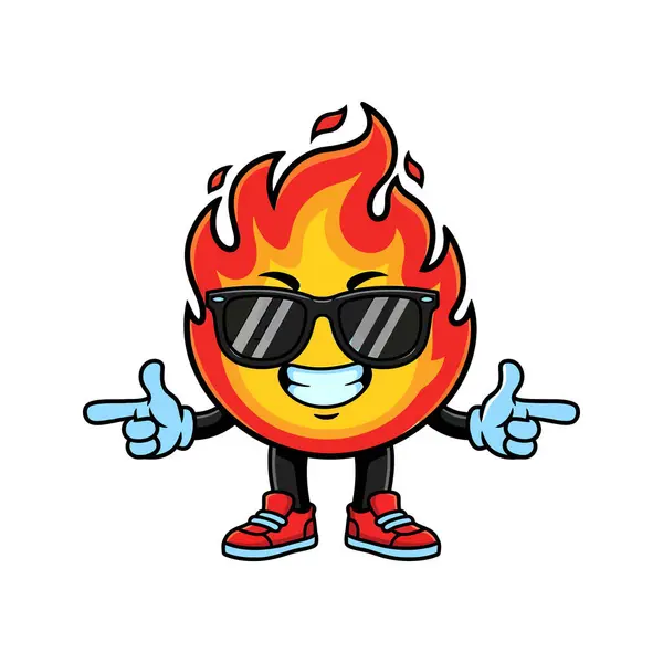 Güneş gözlüklü Cool Flame çizgi film maskotu