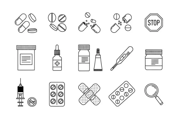 Tıbbi ve Eczane Hattının Simgesi - Vektör Sağlık Sembolleri