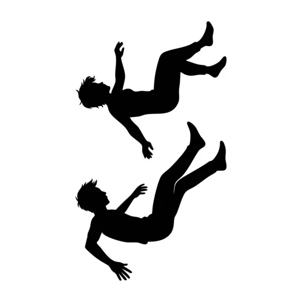 Düşen İnsanlar Siluetleri - Yüzen Vücutların Vektör Resimleri