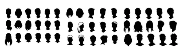 Baş Siluetleri ve Saç Tarzı Simgeleri - Görseller için Vektör Ayarları