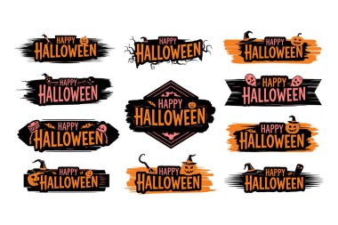 Cadılar Bayramı Grunge Rozet Koleksiyonu: Ürkütücü Tatil Etiketleri ve Sancak Vektörü Ayarları