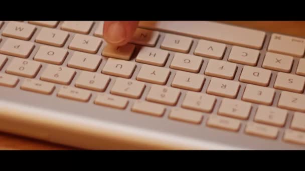 Hand Typing Computer Keyboard Close Video Recording Indoor — Stock Video