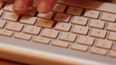 Close up video recording of laptop, notebook,mobile computer or desktop keyboard typing one or two hands or just one finger.