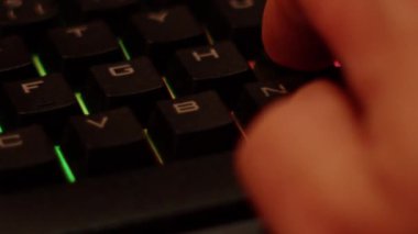 Close up video recording of laptop, notebook,mobile computer or desktop keyboard typing one or two hands or just one finger.