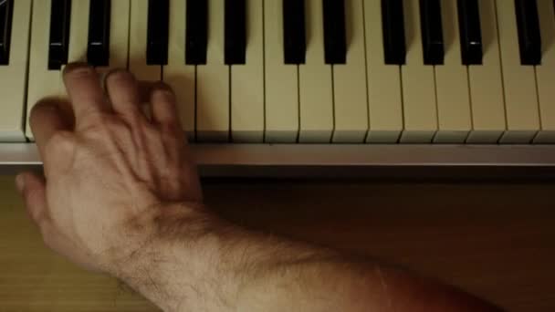Playing Piano Keyboard Close Video Recording Indoor Low Light Environment — Video
