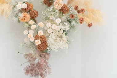 düğün çiçeği arkaplanı, renkli arka plan, taze gül, bir demet flowe