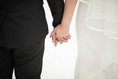 Birlikte aşk çifti, romantik ve mutlu konsept, düğün çifti, damat ve gelin han