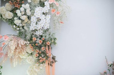 düğün çiçeği arkaplanı, renkli arka plan, taze gül, bir demet flowe