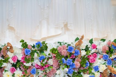 düğün çiçeği arkaplanı, renkli arka plan, taze gül, bir demet flowe