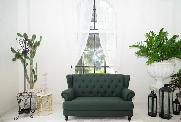 stock image Green sofa chair, Vintage background,