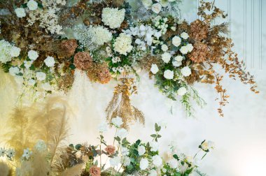 düğün çiçeği arkaplanı, renkli arka plan, taze gül, bir demet flowe