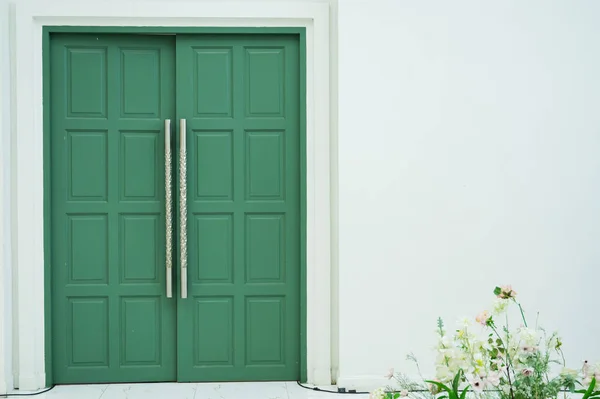 Yeşil Ahşap Kapı Arka Planı Wal — Stok fotoğraf