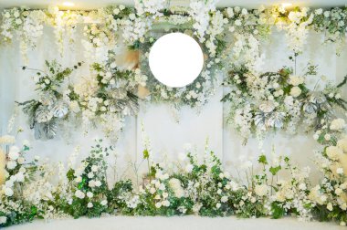 düğün arkaplanı, düğün çiçeği süslemesi, gül duvarı, renkli arka plan, taze gül, bir demet çiçek.