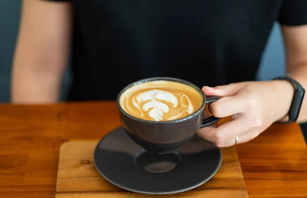 Hot Latte Art Coffee Table Relax Time —  Fotos de Stock