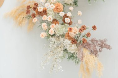 düğün çiçeği arkaplanı, renkli arka plan, taze gül, bir demet flowe