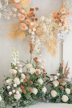 düğün çiçeği arkaplanı, renkli arka plan, taze gül, bir demet flowe