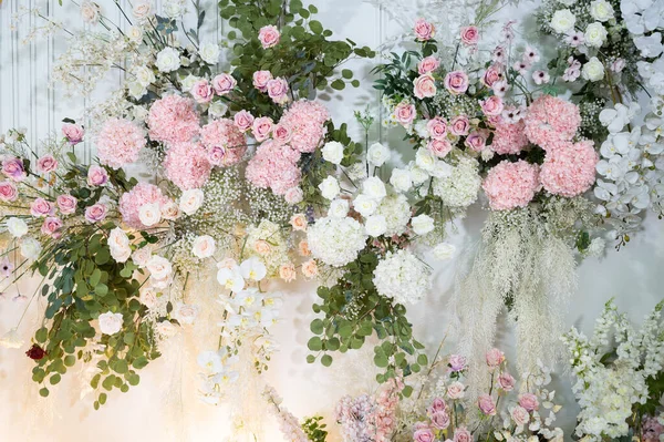 wedding backdrop, wedding flower decoration, rose wall, colorful background, fresh rose, bunch of flowe