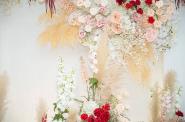 çiçek arkaplanı, fon dekorasyonu, gül deseni, renkli arkaplan, bir demet flowe