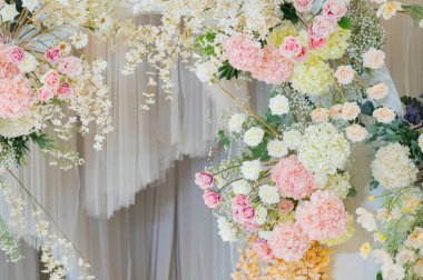 düğün çiçeği arkaplanı, renkli arka plan, taze gül, bir demet flowe